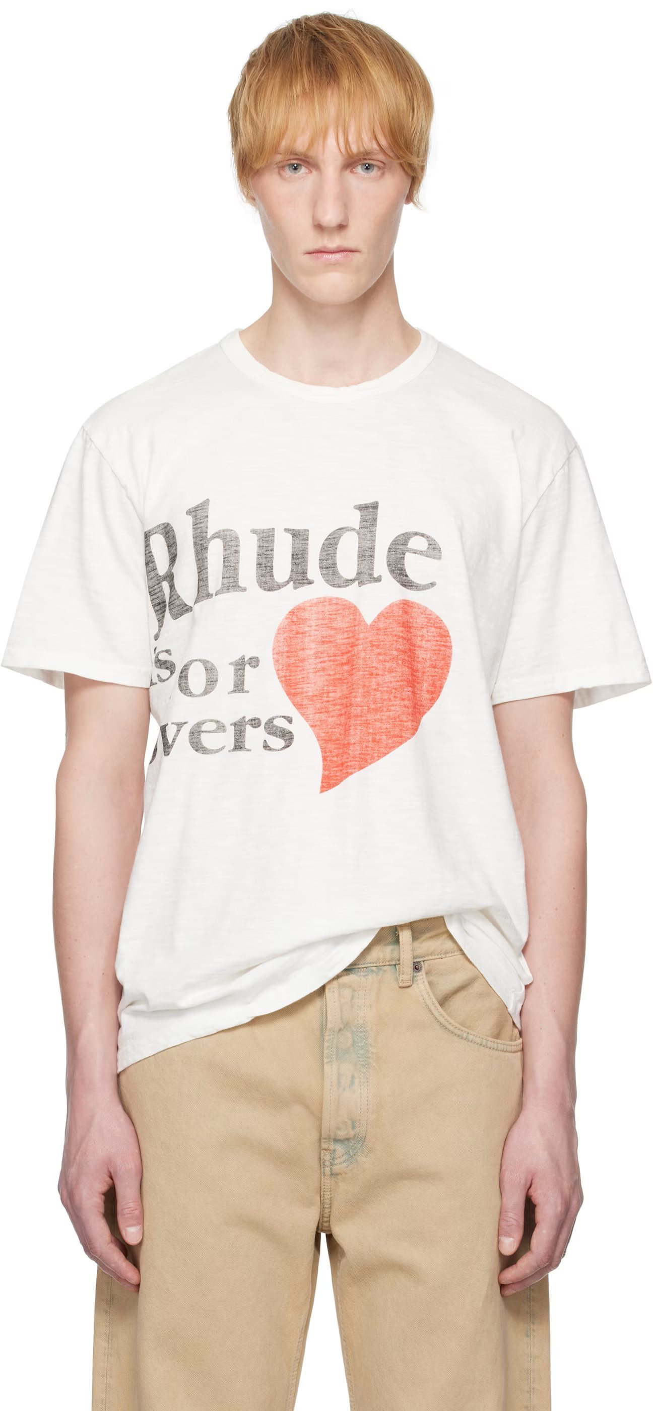 ★Rhude★ ホワイト 'Lovers' スラブ Tシャツ