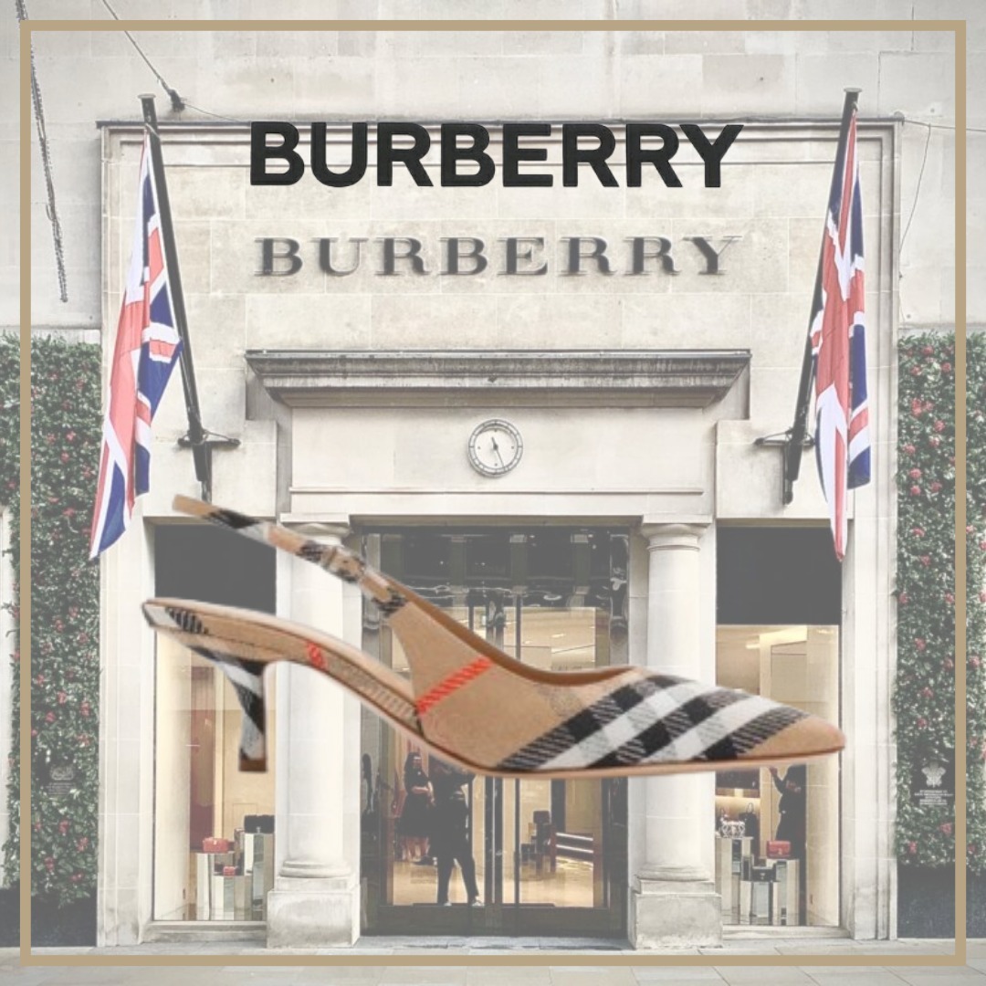 【BURBERRY】チェック バーディー スリングバックパンプス