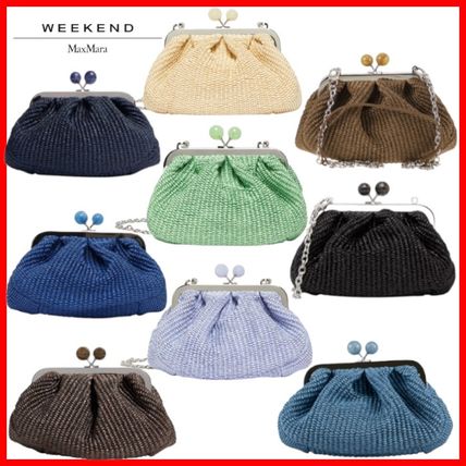 WEEKEND MAX MARA ロゴ PALMAS ラフィア チェーンクラッチバッグ WEEKEND MAX MARA ロゴ PALMAS ラフィア チェーンクラッチバッグ