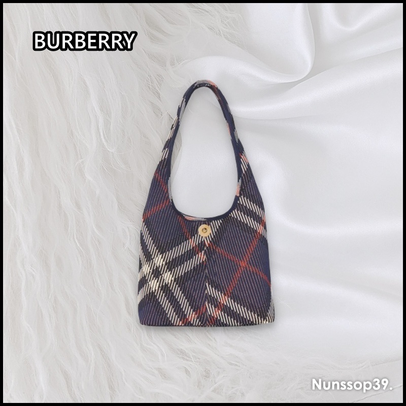 《BURBERRY》 スモールチェックニットショルダーバッグ