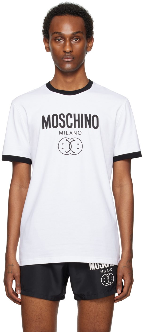 【関税込み】Moschino ホワイト Double Smiley Tシャツ