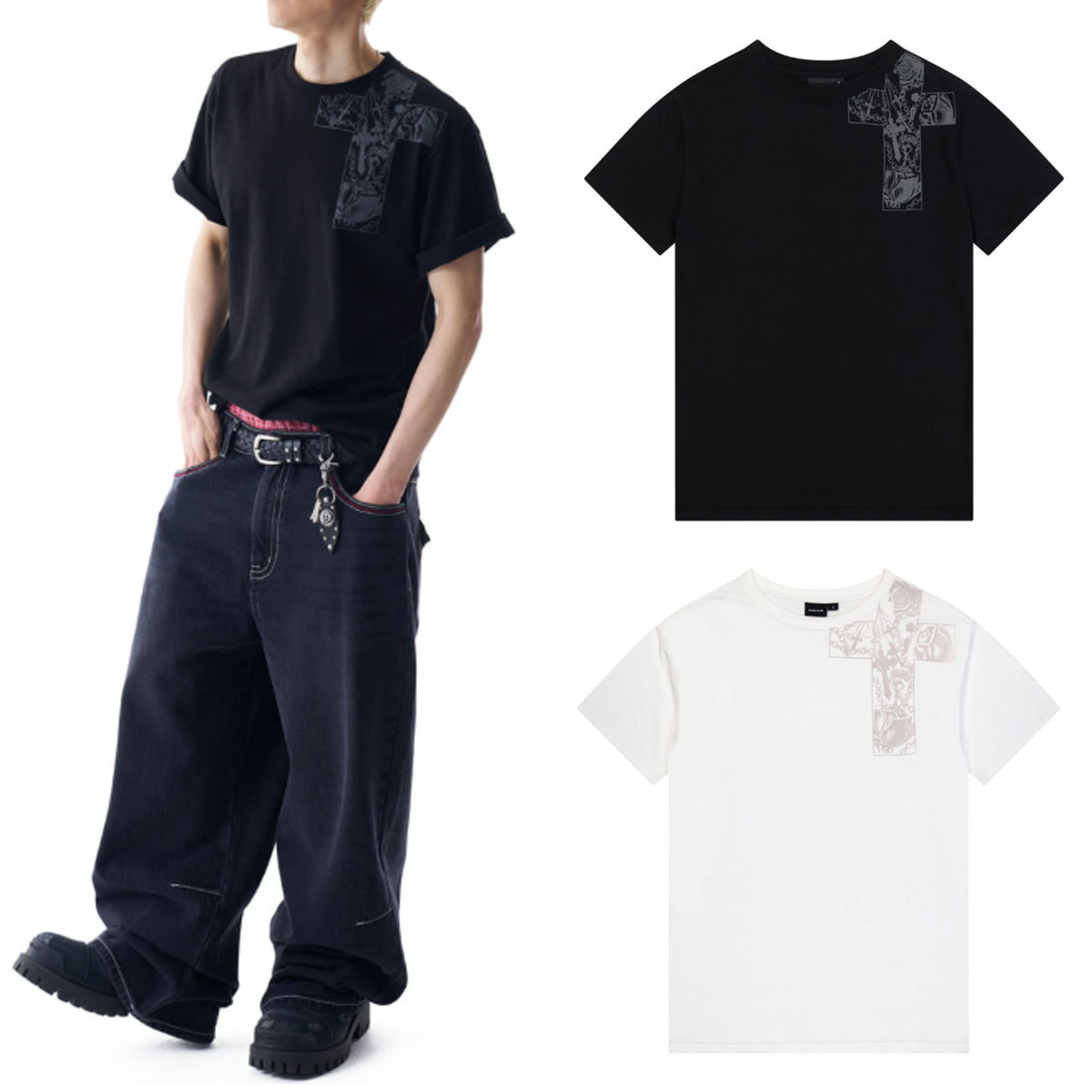 Tシャツ・カットソー AAKAM CROS2 Printed Half Top 5FT1665