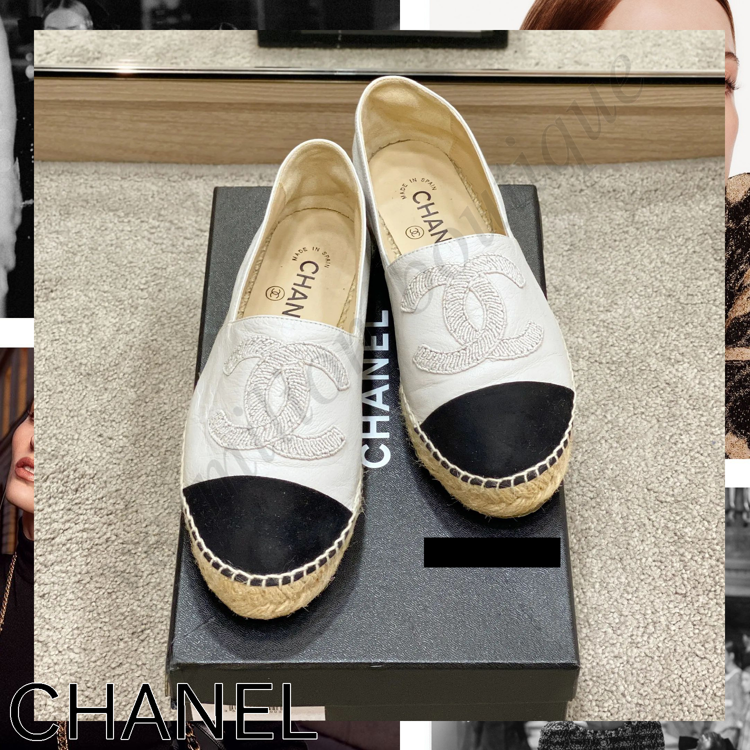 CHANEL ロゴ エスパドリーユ グレー