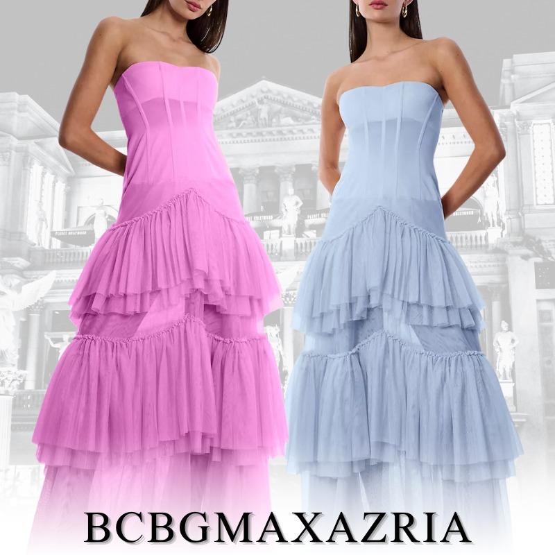BCBGMAXAZRIA ストラップレス ジョーゼット コルセットガウン