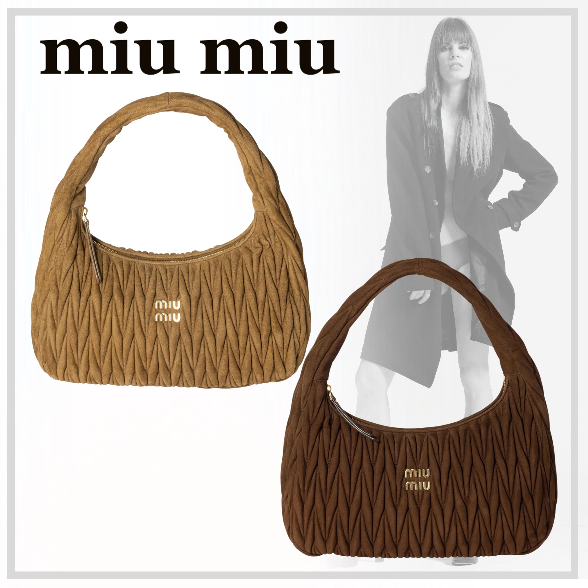 フェミニニティ【MiuMiu】Wander matelasse スエード バッグ