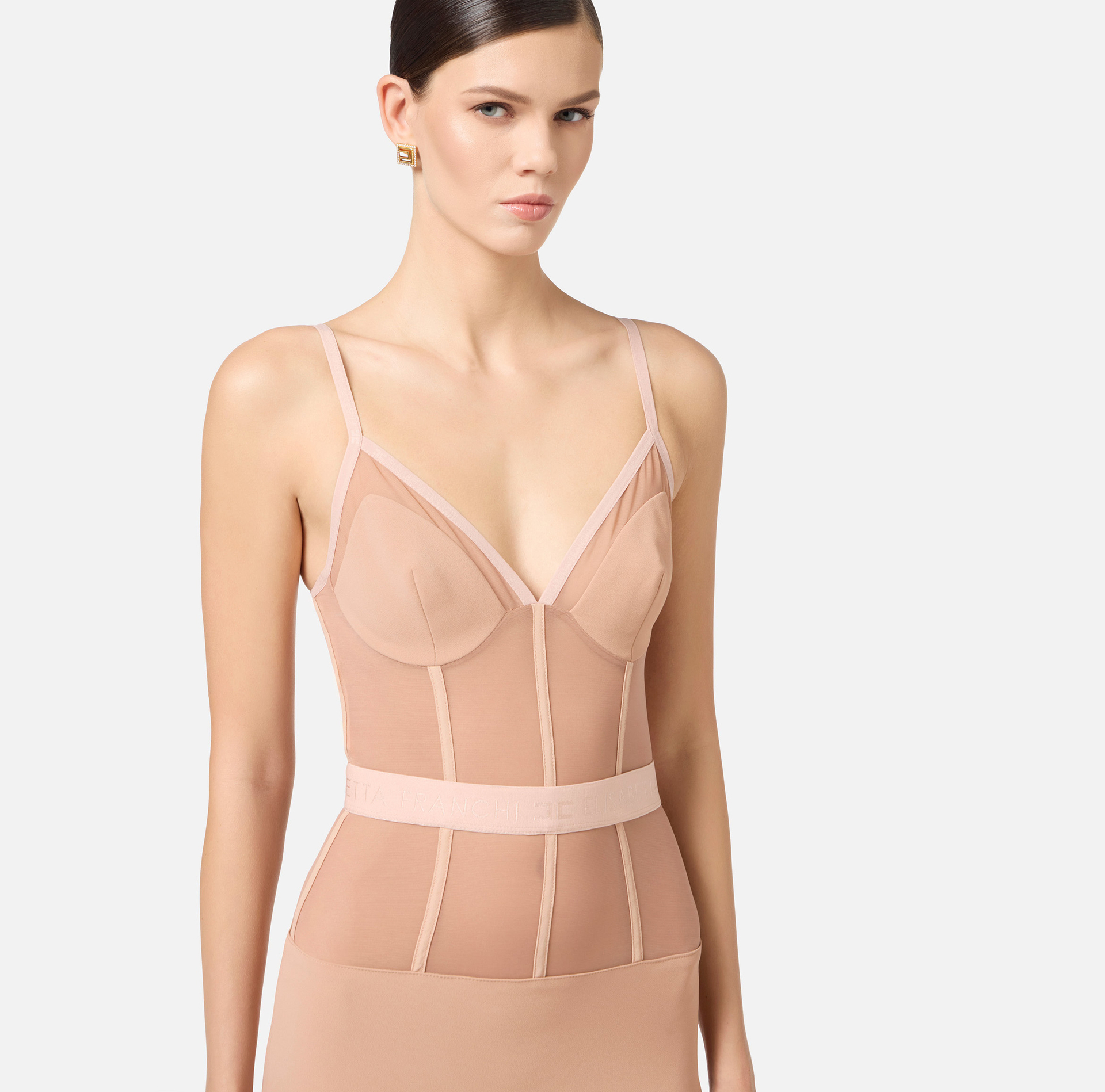 《上質な質感》【Elisabetta Franchi】チュール シアースドレス