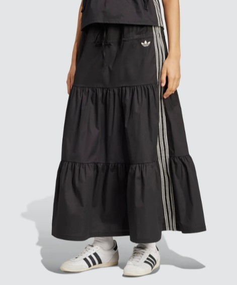 韓国 [adidas] ライン ロゴ ティアード ロング スカート(2color)