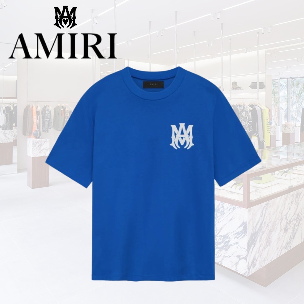 人気 AMIRI Tシャツ MAロゴ コットン 青 メンズ