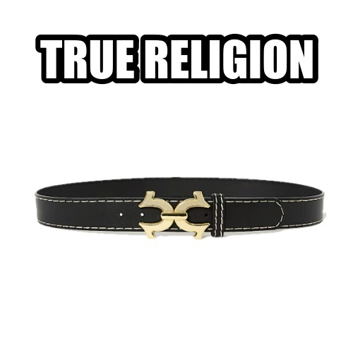【送関込】TRUE RELIGION ベルト ロゴ ダブルホース レザー