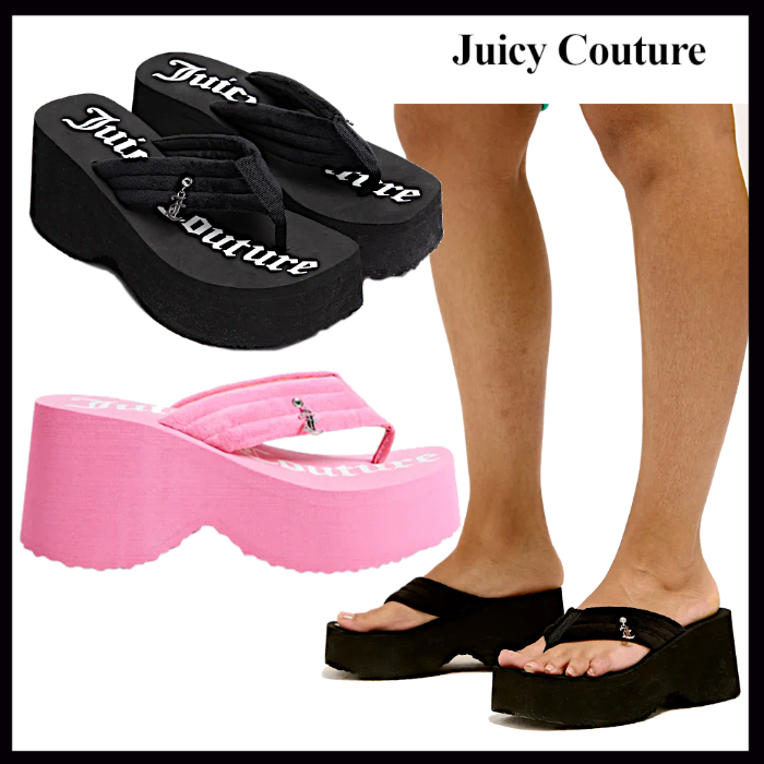 【JUICY COUTURE】y2k ロゴ チャーム 厚底 ビーチ サンダル 2色