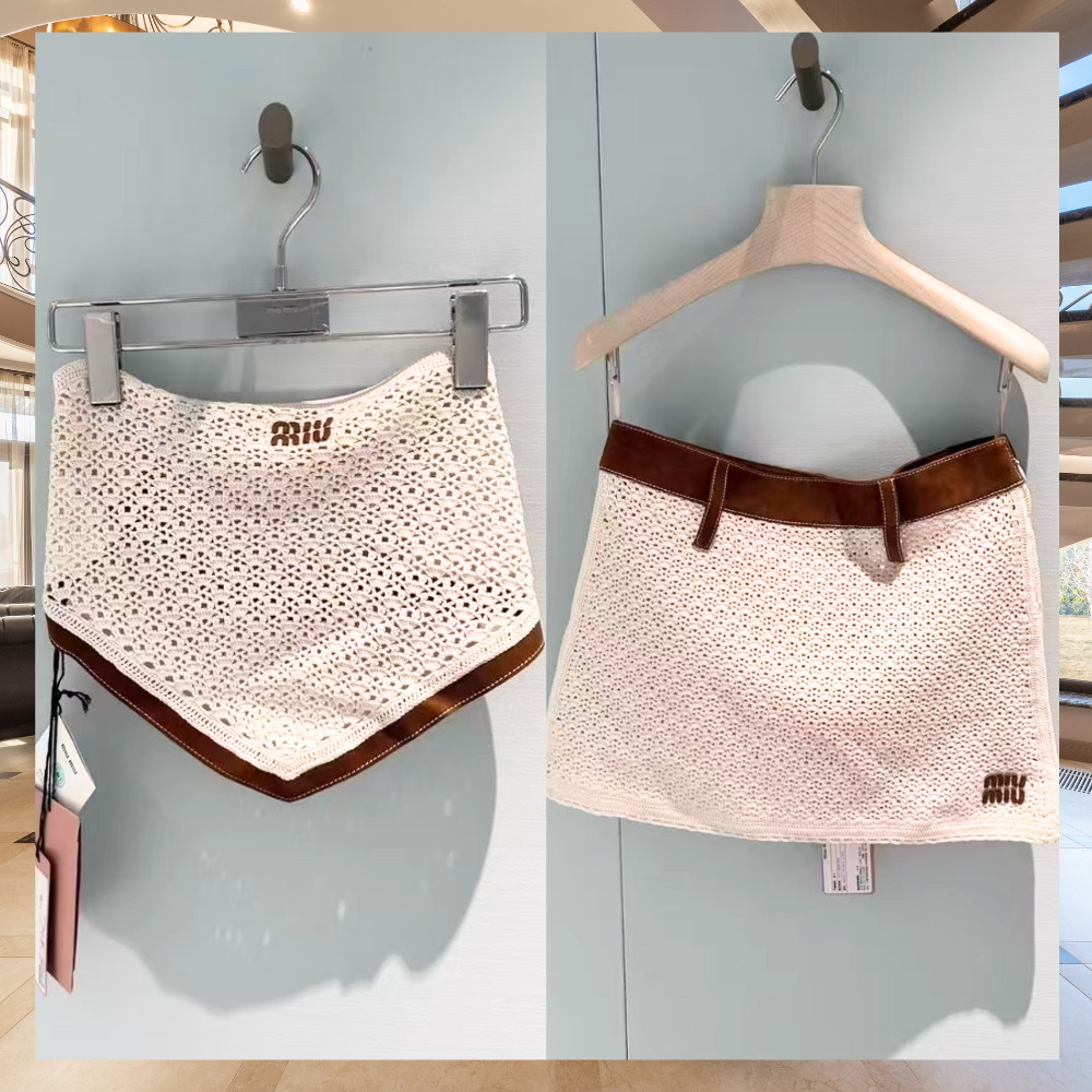 【MiuMiu】コットンとスエードのトップス＆ミニスカート セット