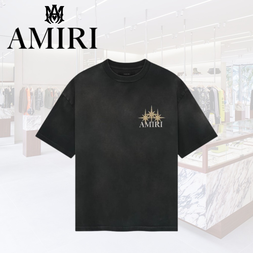 AMIRI Tシャツ スターバースト ロゴ コットン 黒 メンズ