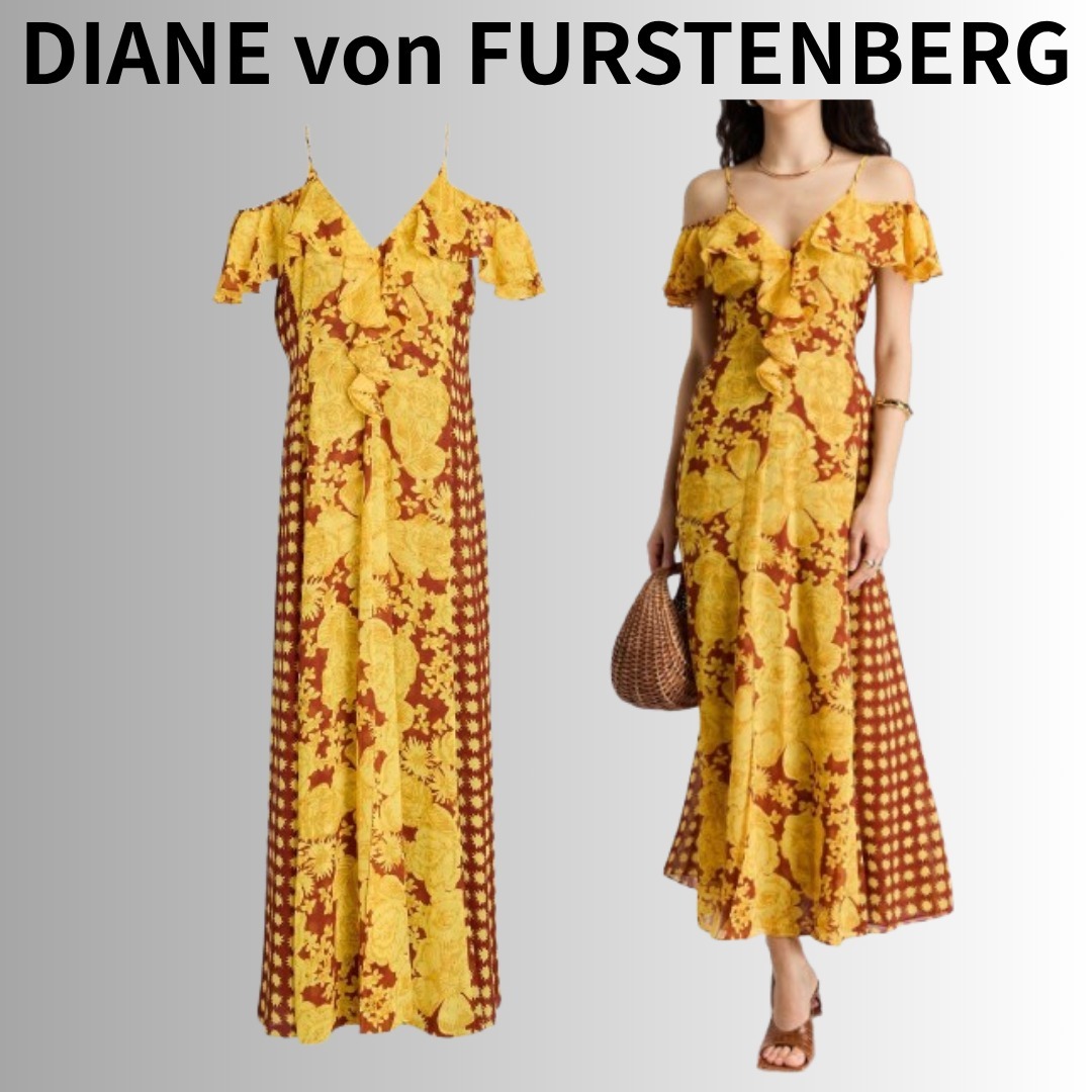 DIANE VON FURSTENBERG シフォン マキシワンピース