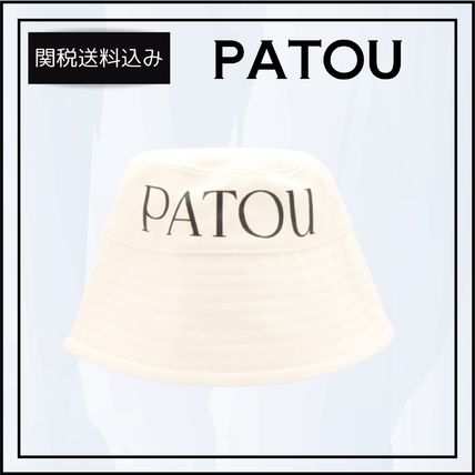 *関税送料込*【PATOU】ロゴ入り コットンドリル バケットハット PATOU【関税込み】ロゴ入り コットン ドリル バケットハット