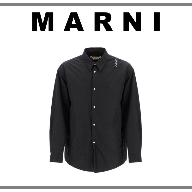 ◆MARNI◆マルニ ロゴ刺繍入りパッド入りオーバーシャツ