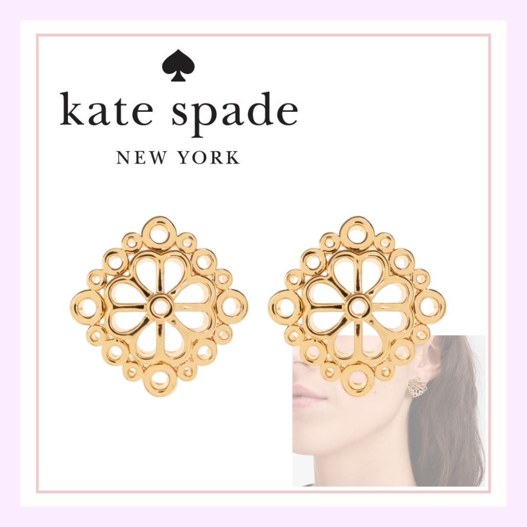 関税/送料込【Kate Spade】スペード フラワー レース ピアス