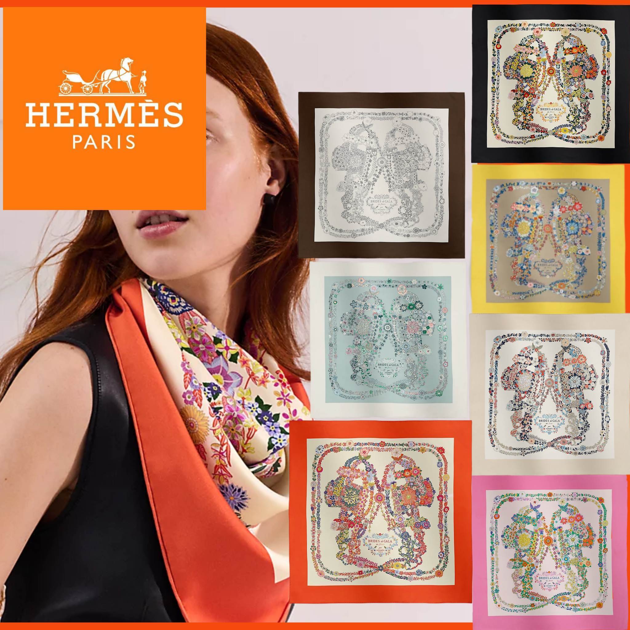 2025SS【HERMES】カレ90 Brides de Gala en Fleurs