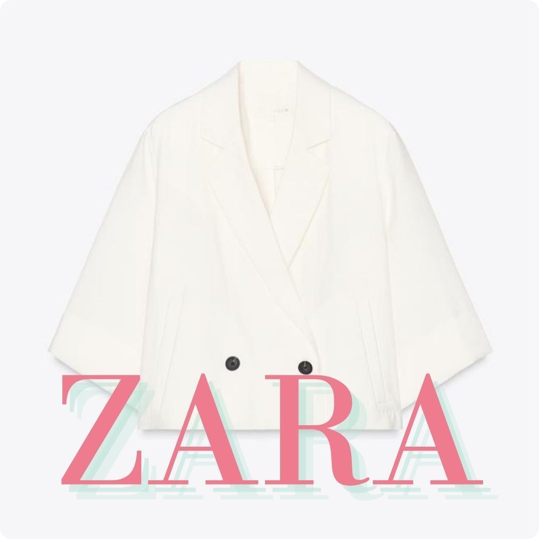 ZARA ショート丈ダブルブレスト仕様ブレザー 4387/165
