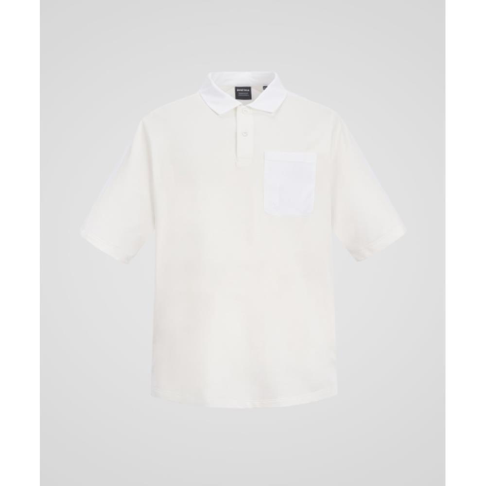 Tシャツ・カットソー DUVETICA Fontremoly Light Ivory Men's Short Sleeve Collared