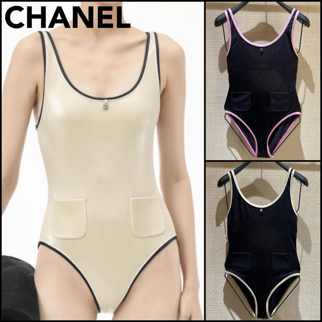 ポケット付き♪【CHANEL】ココビーチ 25M ワンピース水着
