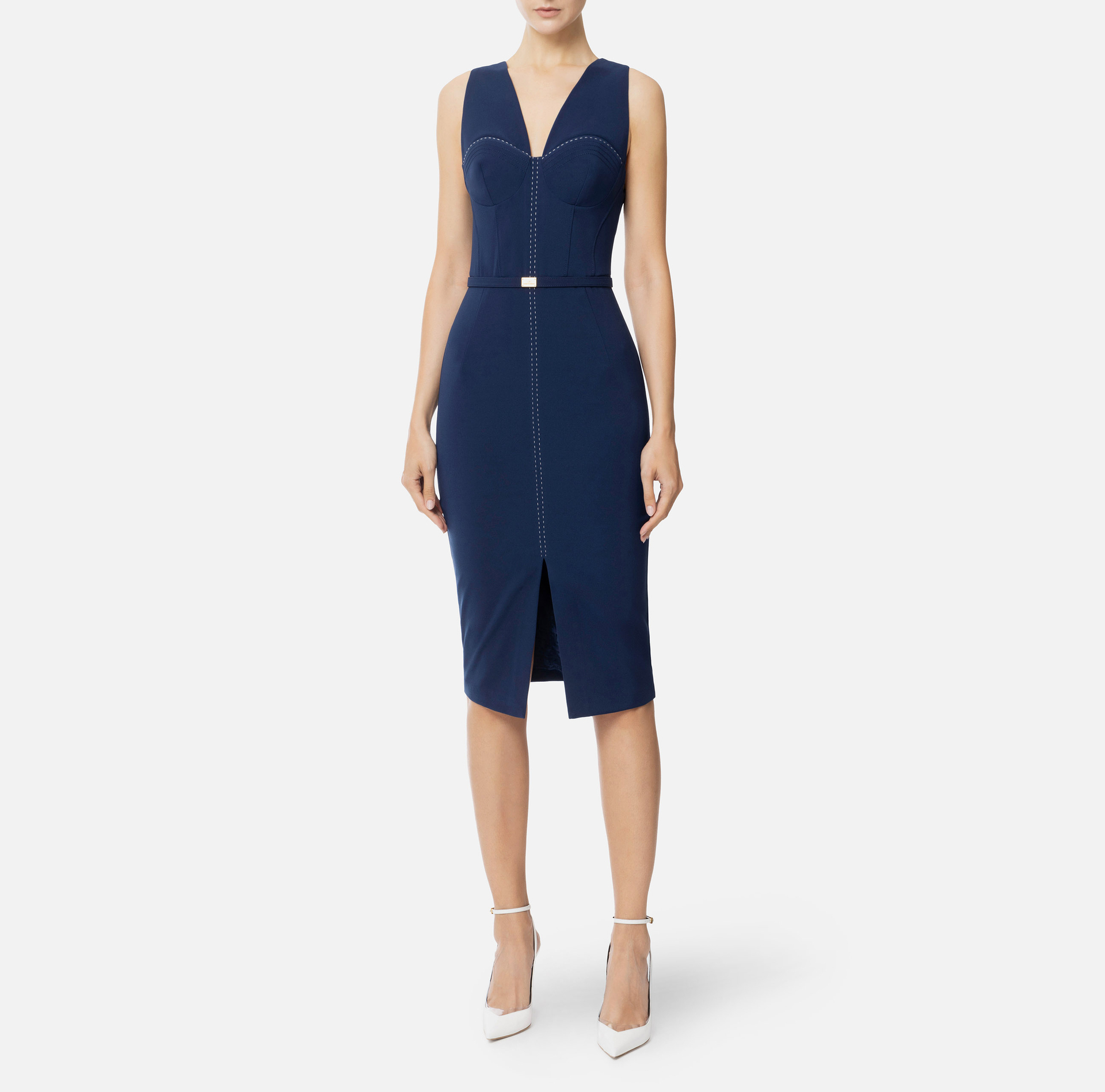 《気品溢れる》【Elisabetta Franchi】クレープビスチェ風ドレス