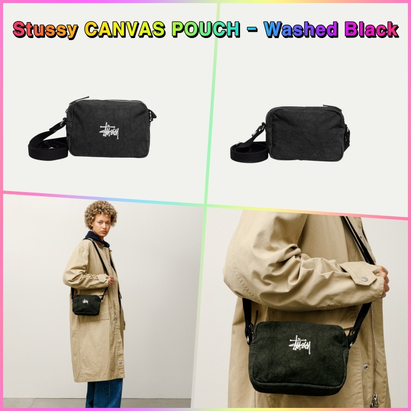 ★Stussy★CANVAS POUCH★Washed Black (人気)