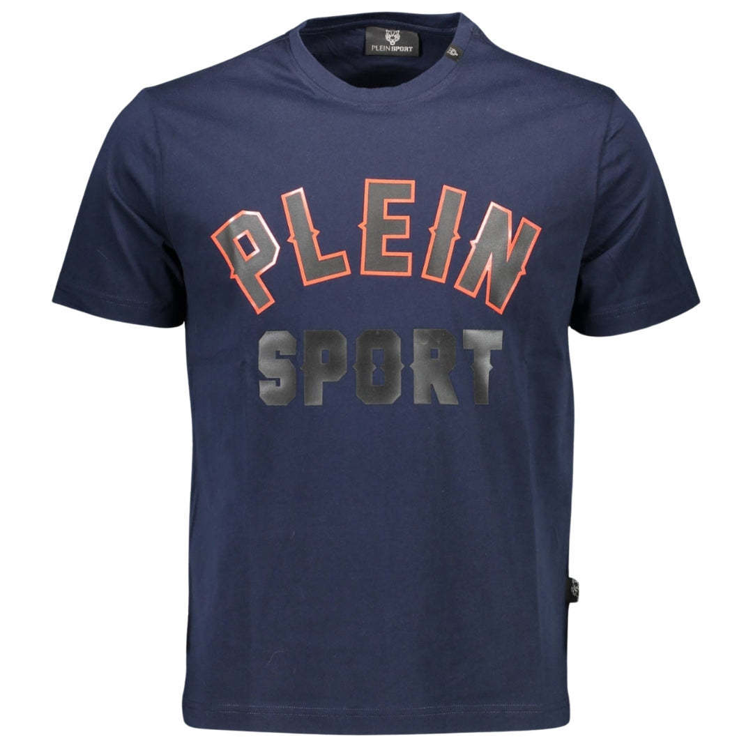プレインスポーツボールドブロックロゴネイビーブルーTシャツ