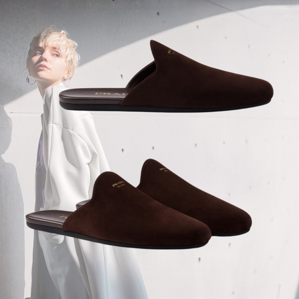 【大人エレガンス】PRADA プラダ スエード サンダル ブラウン