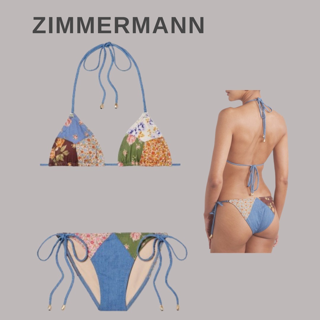 ZIMMERMANN パッチワーク トライアングルビキニ【関税なし】