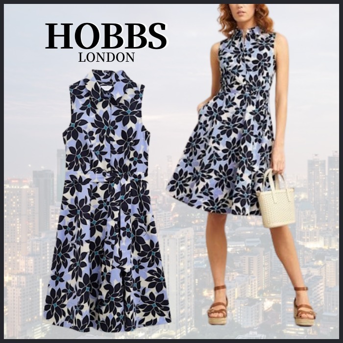 【関税なし】HOBBS ホッブス beki コットン混 花柄 ドレス