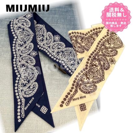 MiuMiu】ミュウミュウ ロゴ プリントツイル スカーフ (MiuMiu