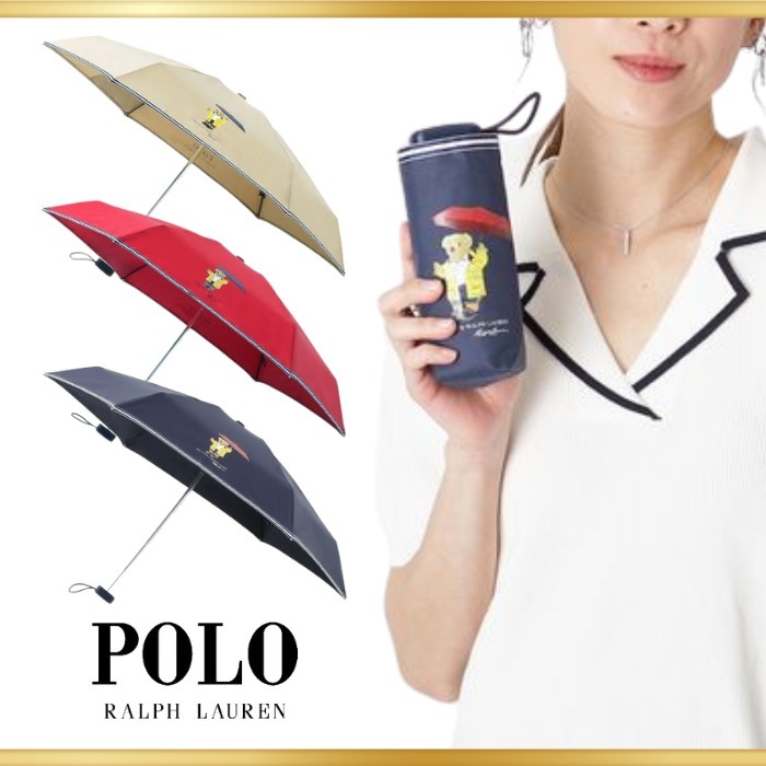 【POLO RALPH LAUREN】折りたたみ傘 ツイル無地×RAIN BEAR