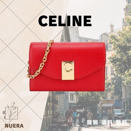 CELINE チェーン スマホケース ショルダー レッド スマホショルダー CELINE(セリーヌ) スマホケース・テック
