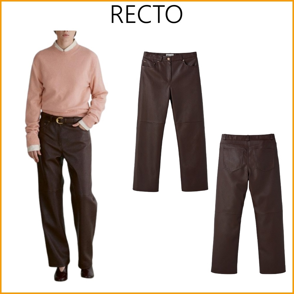 【RECTO】GRETA FAUX LEATHER REGULAR FIT PANTS★韓国商品