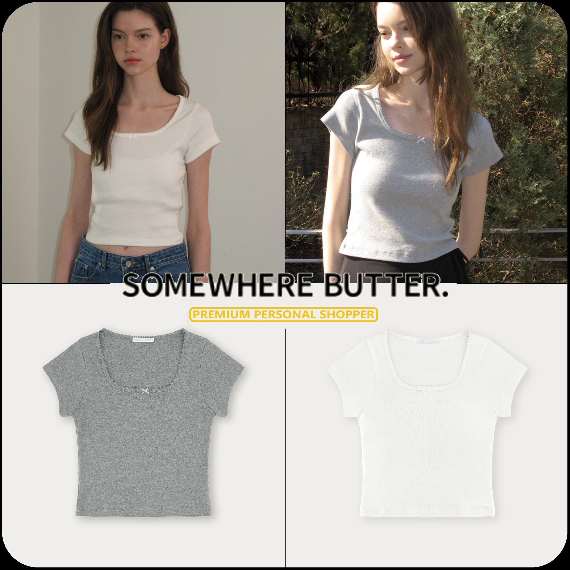 [SOMEWHERE BUTTER]★25SS★韓国人気★Ribbon Square Top