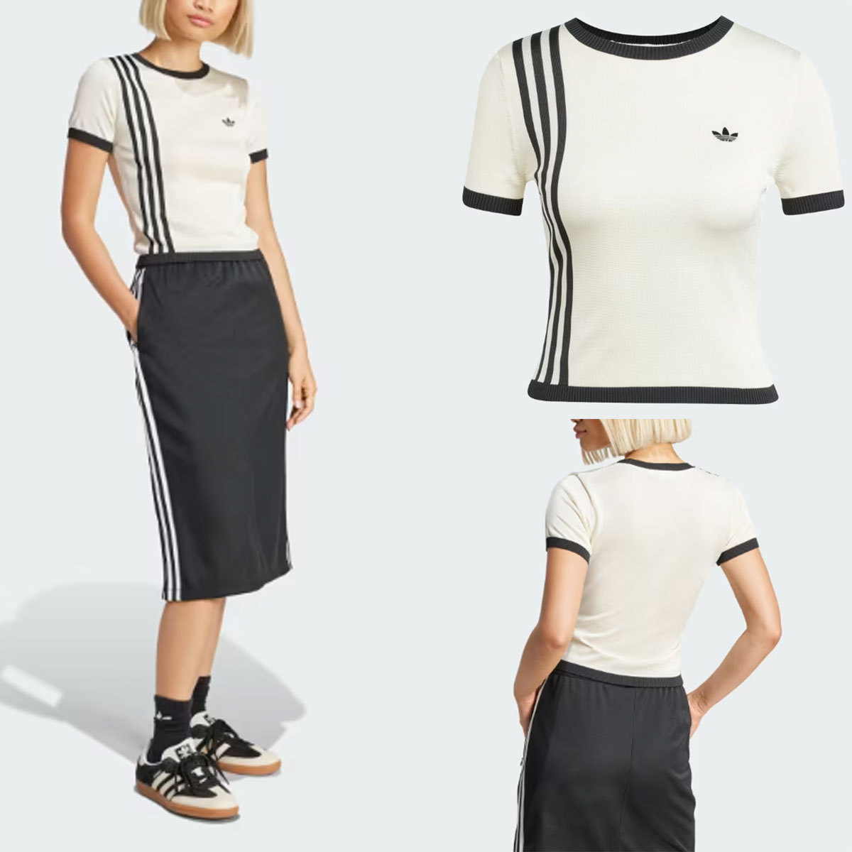 Tシャツ・カットソー ADIDAS KNITTED 3S SHORT TEE 5FT1693