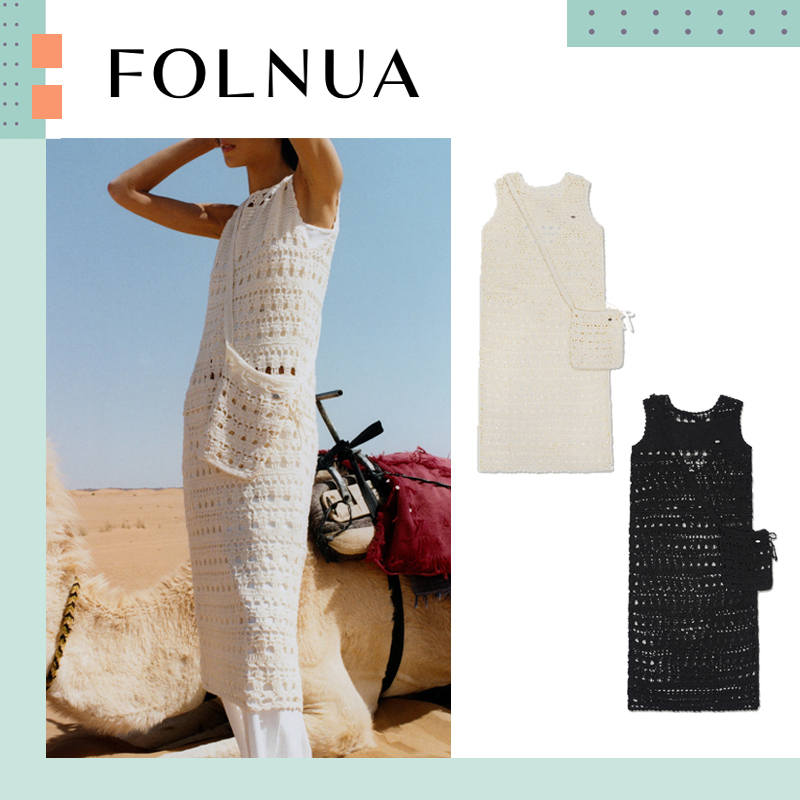 FOLNUA ♥ Airy Knit Long Dress Mini Bag Set /追跡付