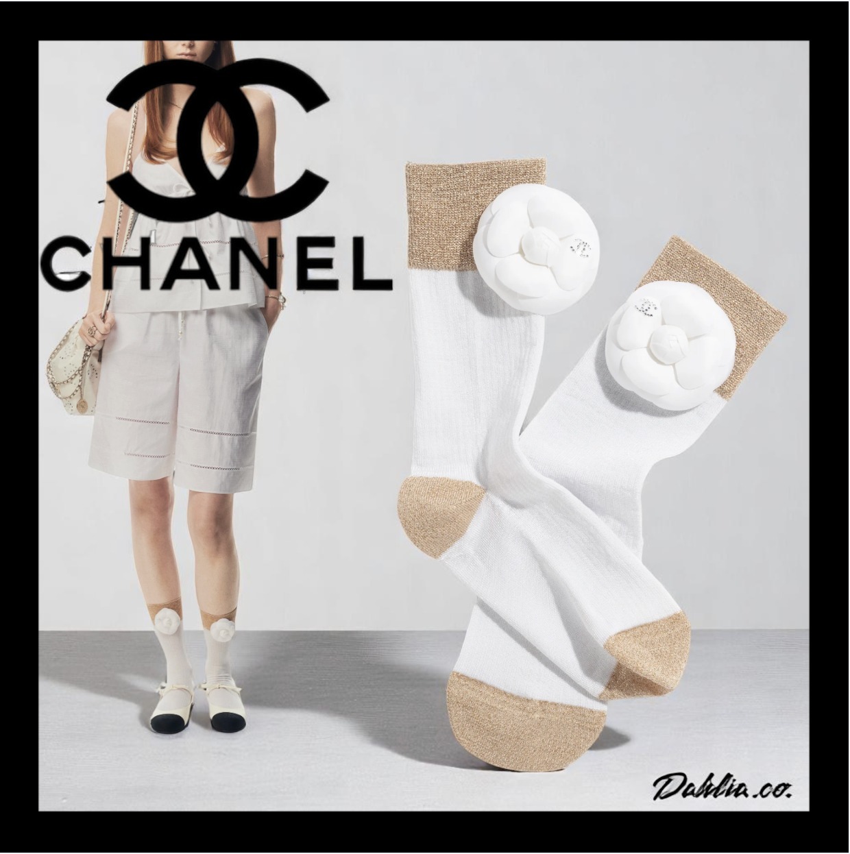25P【CHANEL 】カメリアモチーフが可愛い♡靴下