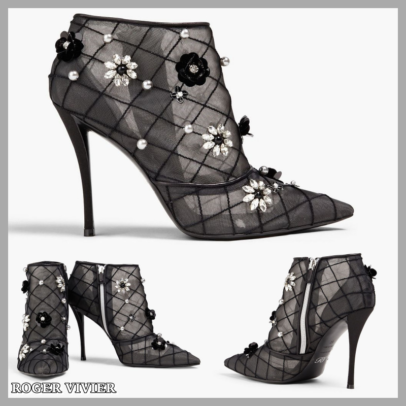 【Roger Vivier】Sin Flower メッシュ アンクルブーツ