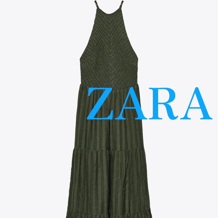 【ZARA】ビーズストラップ付きホルターネックワンピース