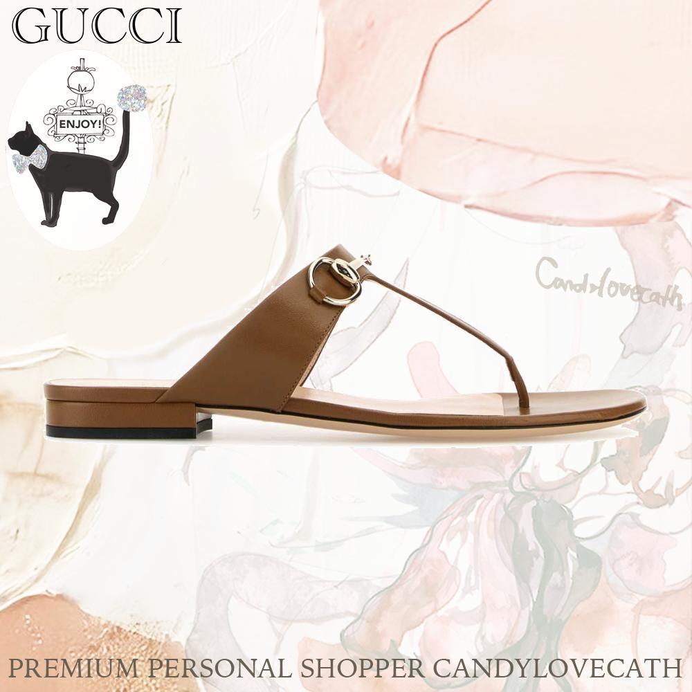 サンダル・ミュール GUCCI Camel Leather Thong Slippers