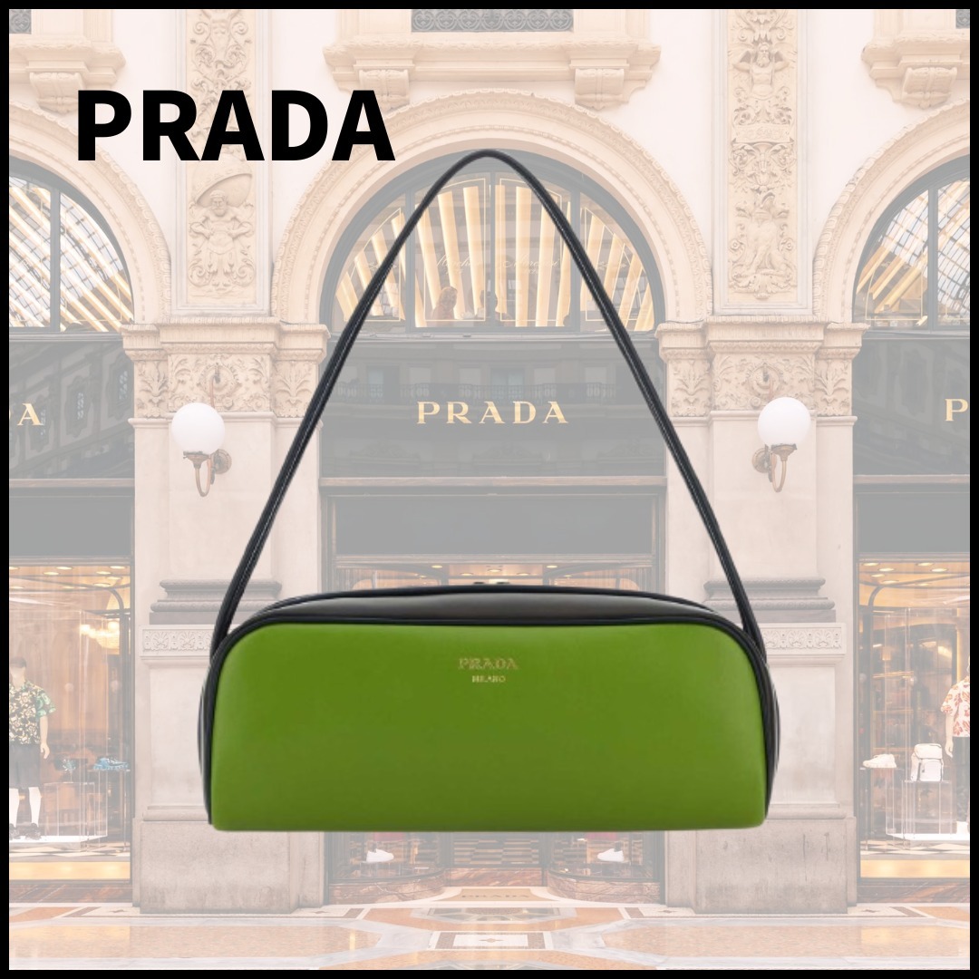 送料関税込♪【PRADA】ロゴプリント ジップショルダーバッグ