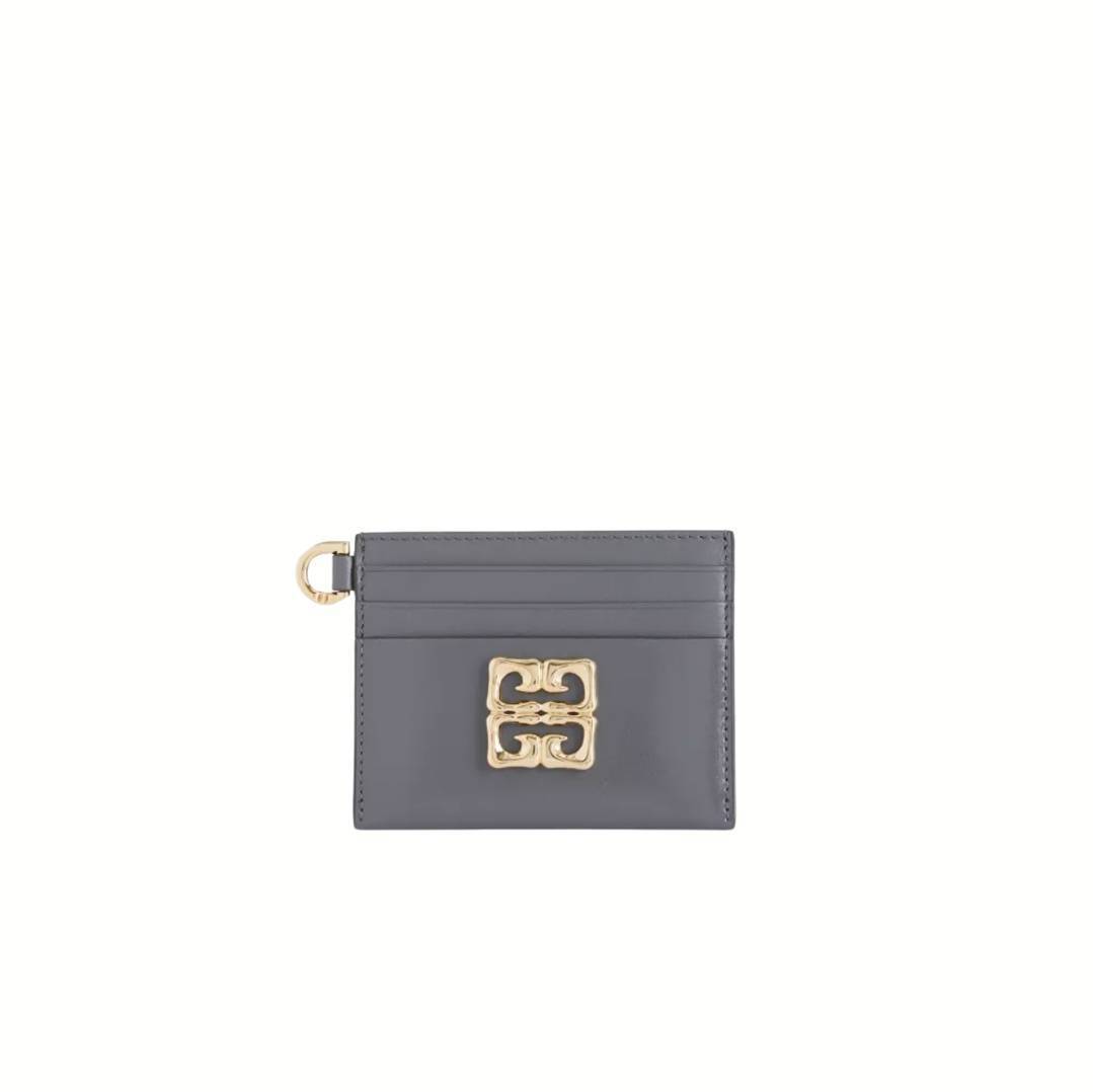 GIVENCHY ブランドプラークレザーカードホルダー チャコール