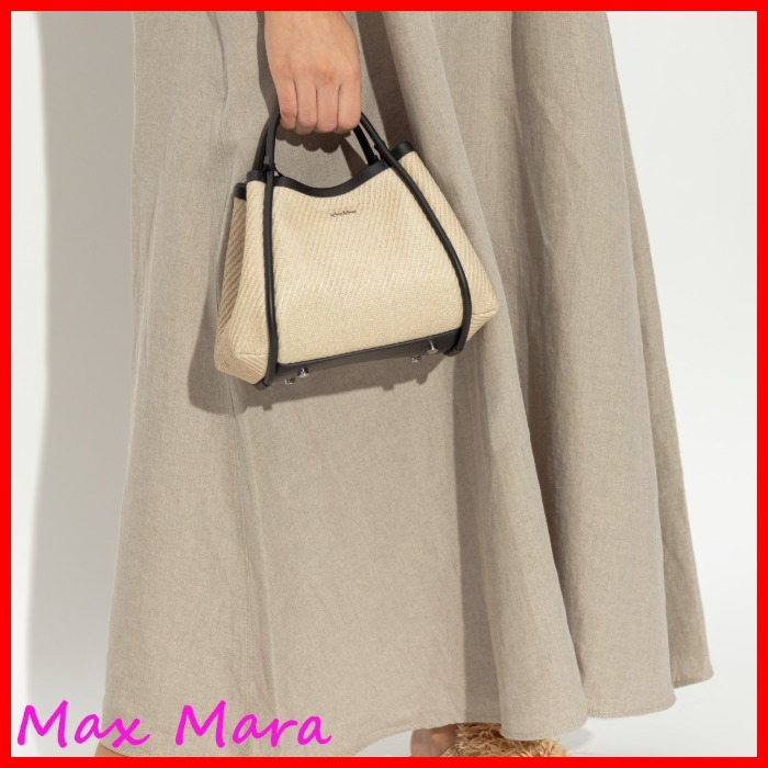 MAX MARA ロゴ SUMMERMARINEXS ラフィア 2Way ハンドバッグ 茶