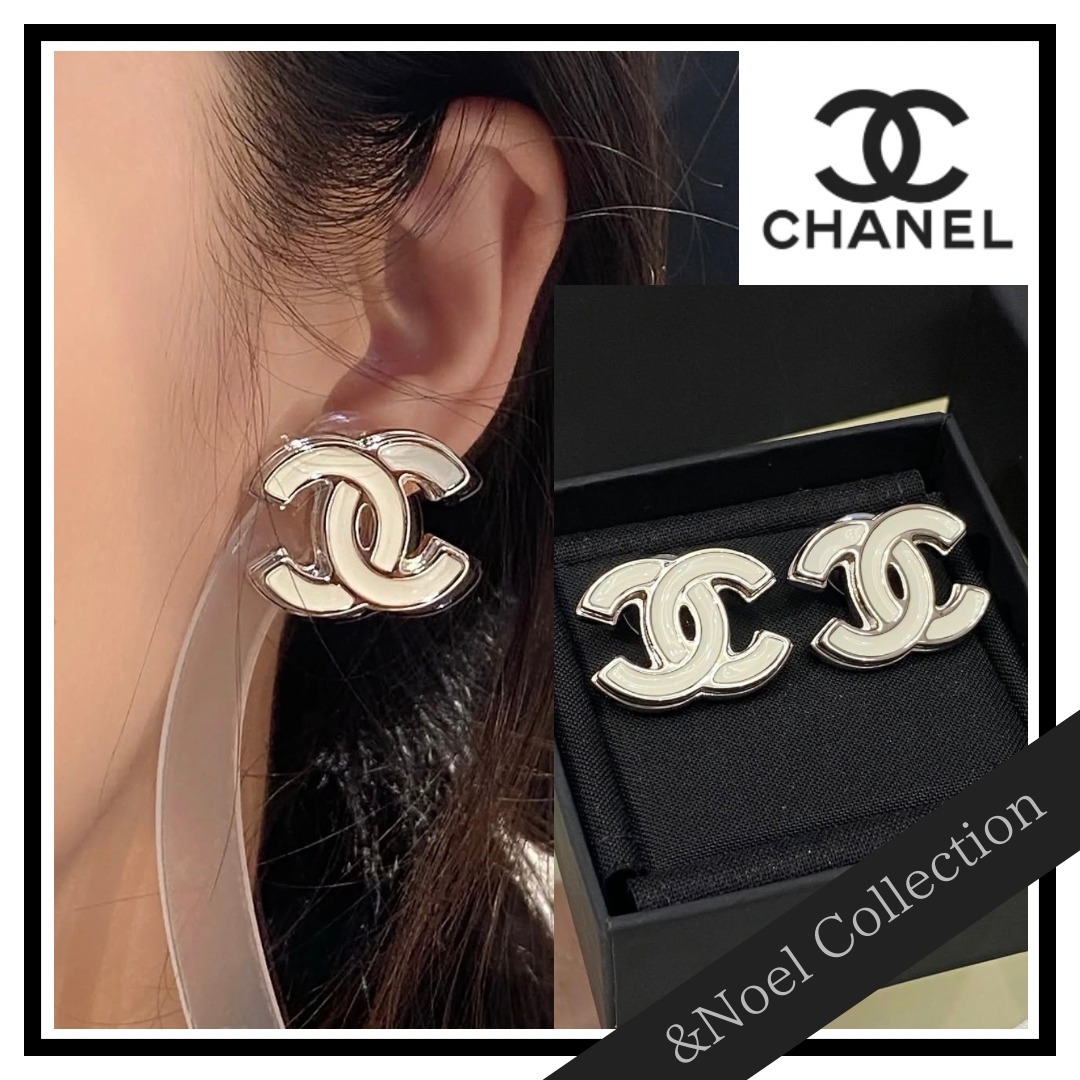 【大ぶりCCロゴ♢ホワイトの上品さ】CHANEL*ピアス