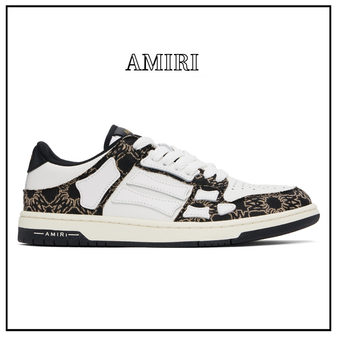 【AMIRI】ブラックホワイト MA Quad Skel ローカットスニーカー