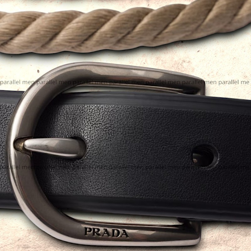 PRADA◆個性が光る レザー＆コード ベルト 2.5cm