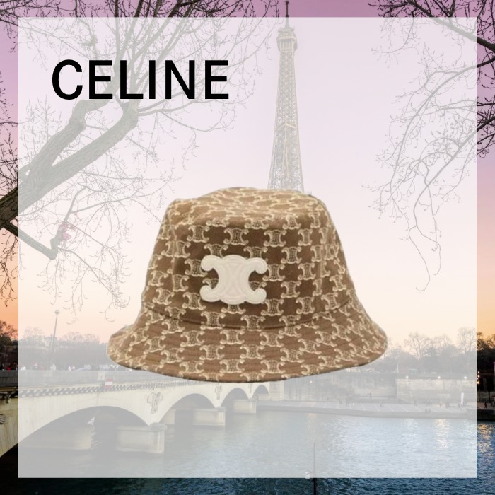 CELINE セリーヌ ロゴ バケットハット ブラウン