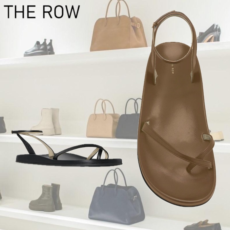 【THE ROW】Hugh アンクルストラップ レザー製サンダル