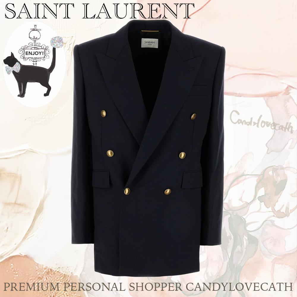ジャケット SAINT LAURENT Dark Blue Wool Blazer